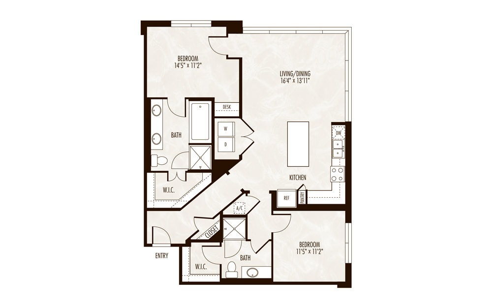 Lucerne 2 Bed 2 Bath Floorplan Lucerne 2 Bed 2 Bath Floorplan