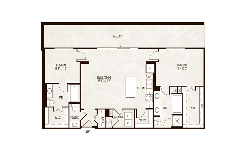 Superior 2 Bed 2.5 Bath Floorplan Superior 2 Bed 2.5 Bath Floorplan